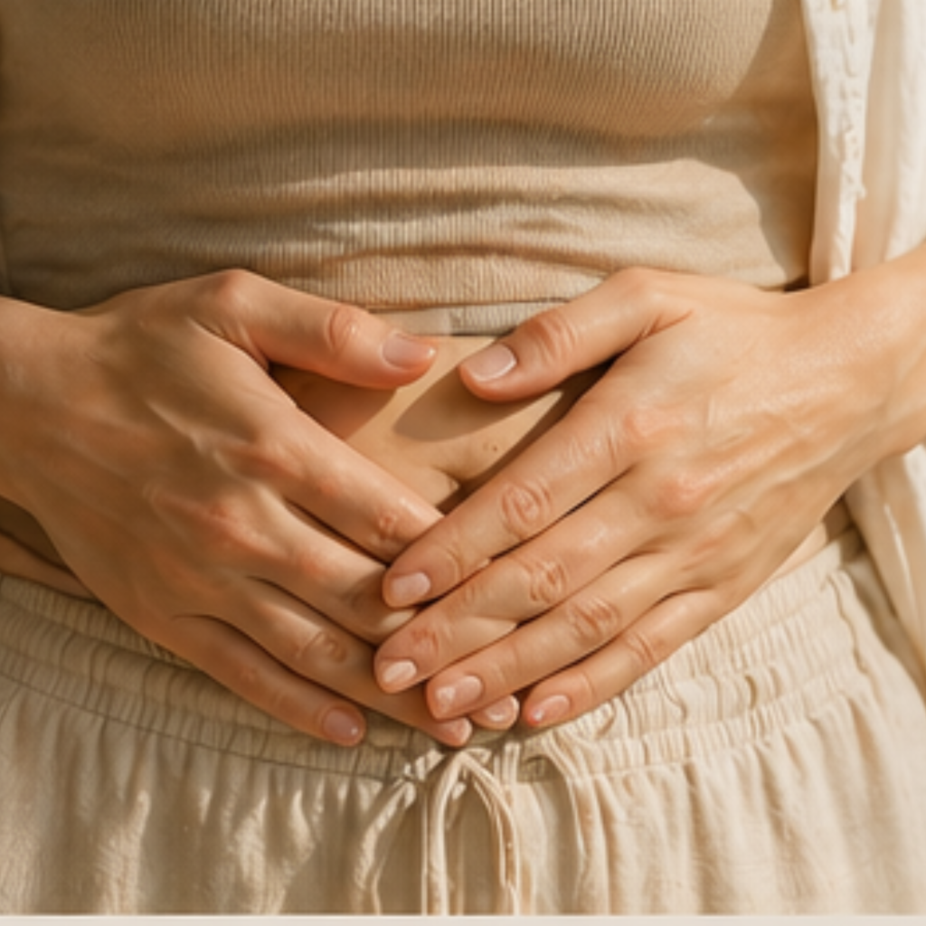 Hände umfassen schützend den Bauch