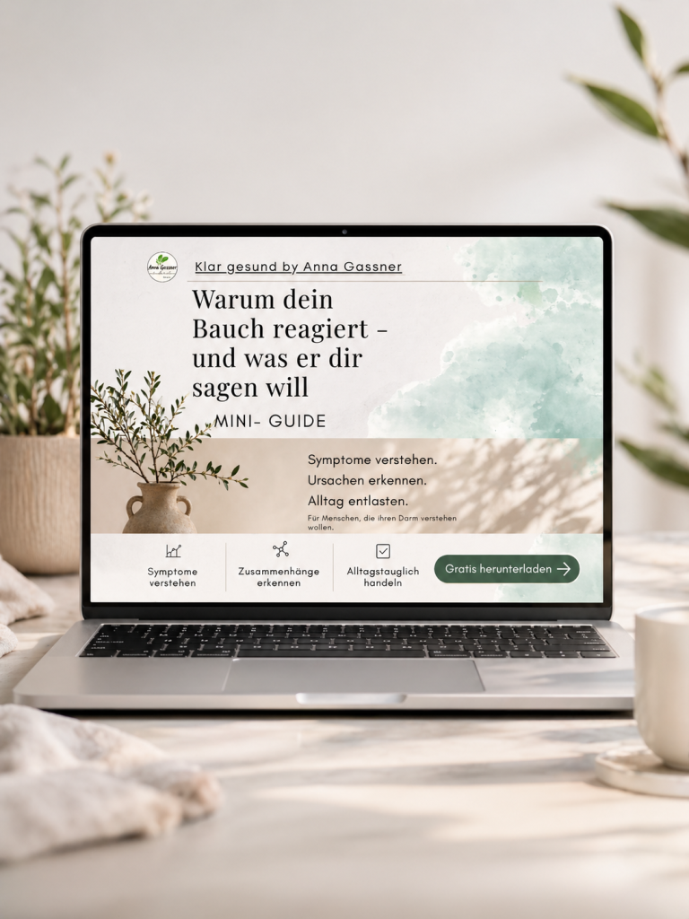 Geöffneter Laptop zeigt: "Warum dein Bauch reagiert - und was er dir sagen will" Gratis herunteralden