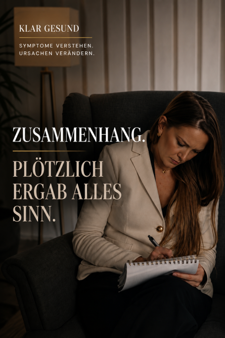 Frau schreibt in einem Notizbuch, umgeben von sanfter Beleuchtung und modernen Möbeln.