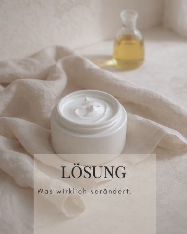 Eine Cremedose und ein Flakon mit Öl auf einem hellen Untergrund.