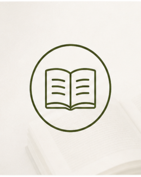 Blog Icon eines offenen Buches in einem runden Rahmen.