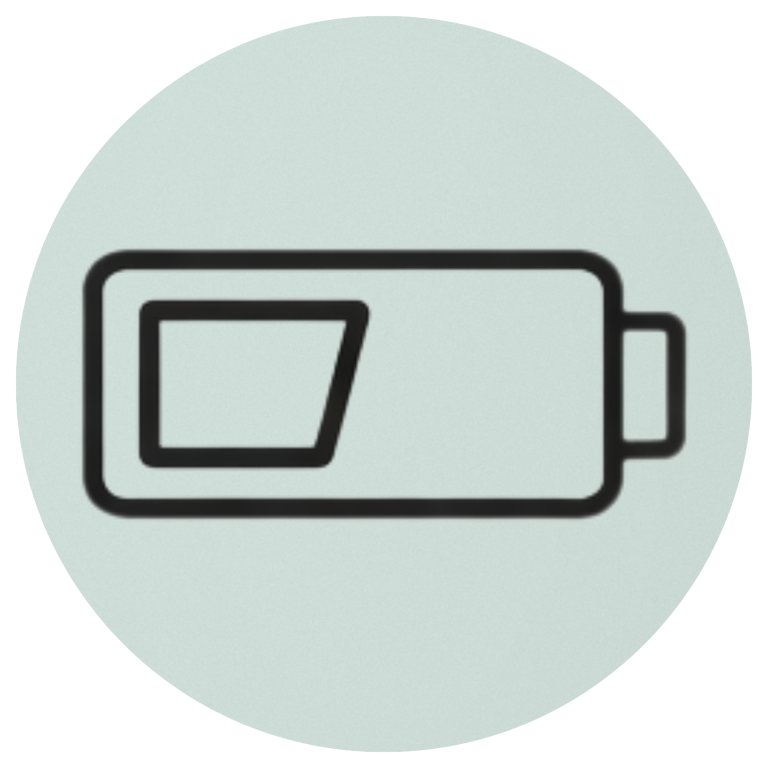Batterie-Symbol mit niedrigem Ladezustand in abgerundeter Form.