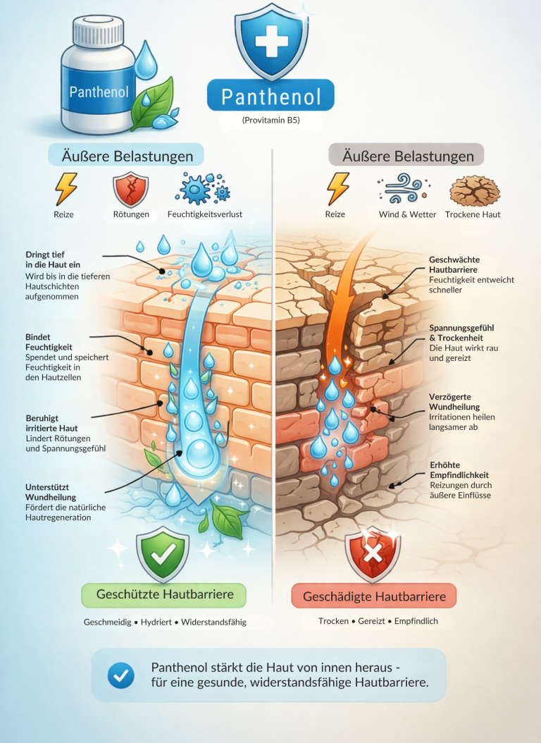 Vergleich von aktiven und passiven Hydratoren für die Hautpflege mit Illustrationen.