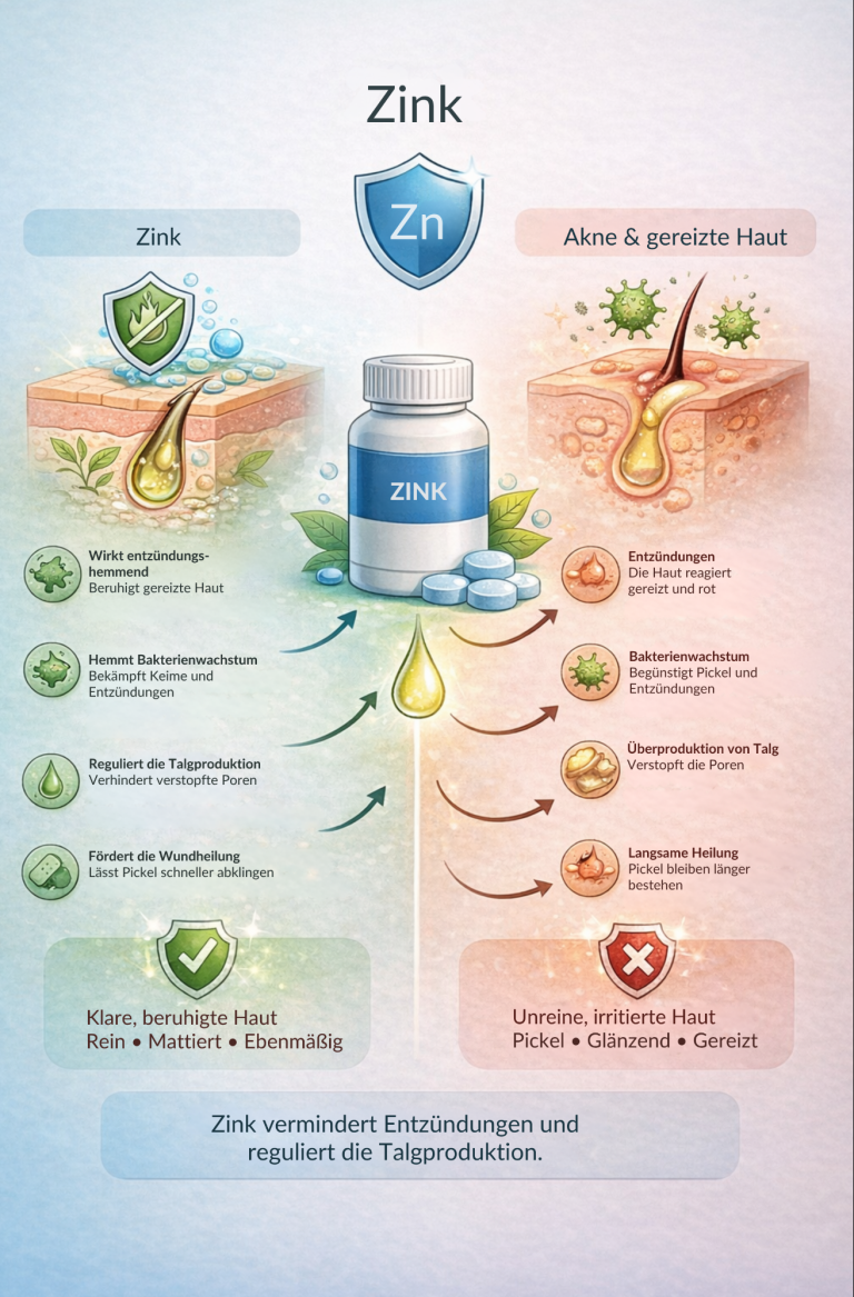 Zink-Vorteile für Haut und Immunsystem, einschließlich Regulierung und Unterstützung.